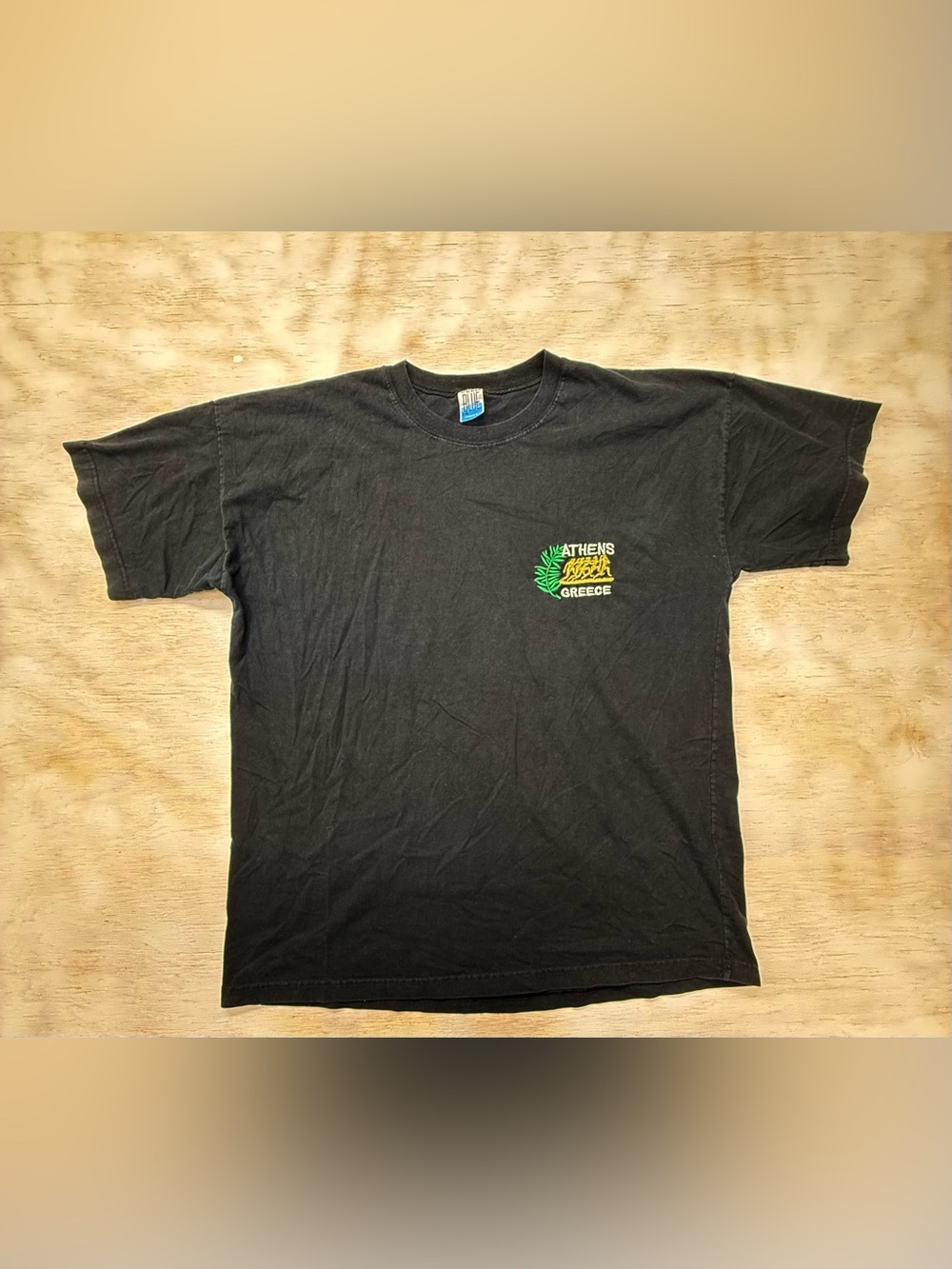Athens Greece 100% Cotton Black Embroidered Tee Men’s 2XL